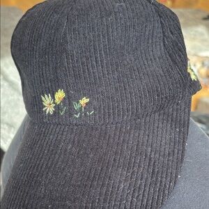 Black Embroidered Women's Cap